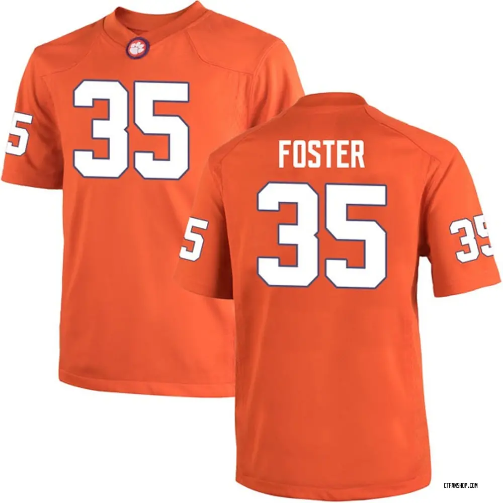Men's Replica Justin Foster Clemson Tigers Team Color College Jersey - Orange