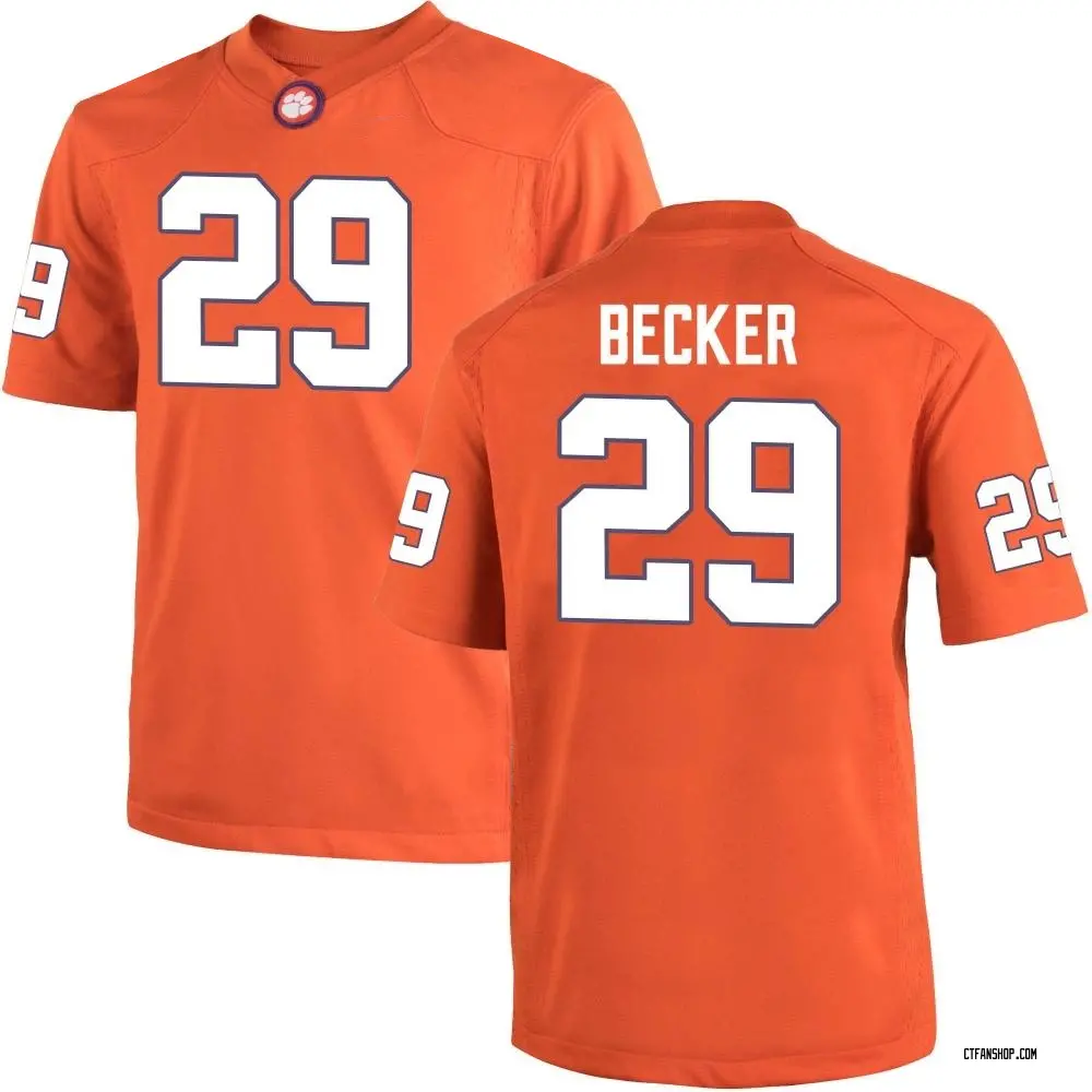 Men's Replica Michael Becker Clemson Tigers Team Color College Jersey - Orange